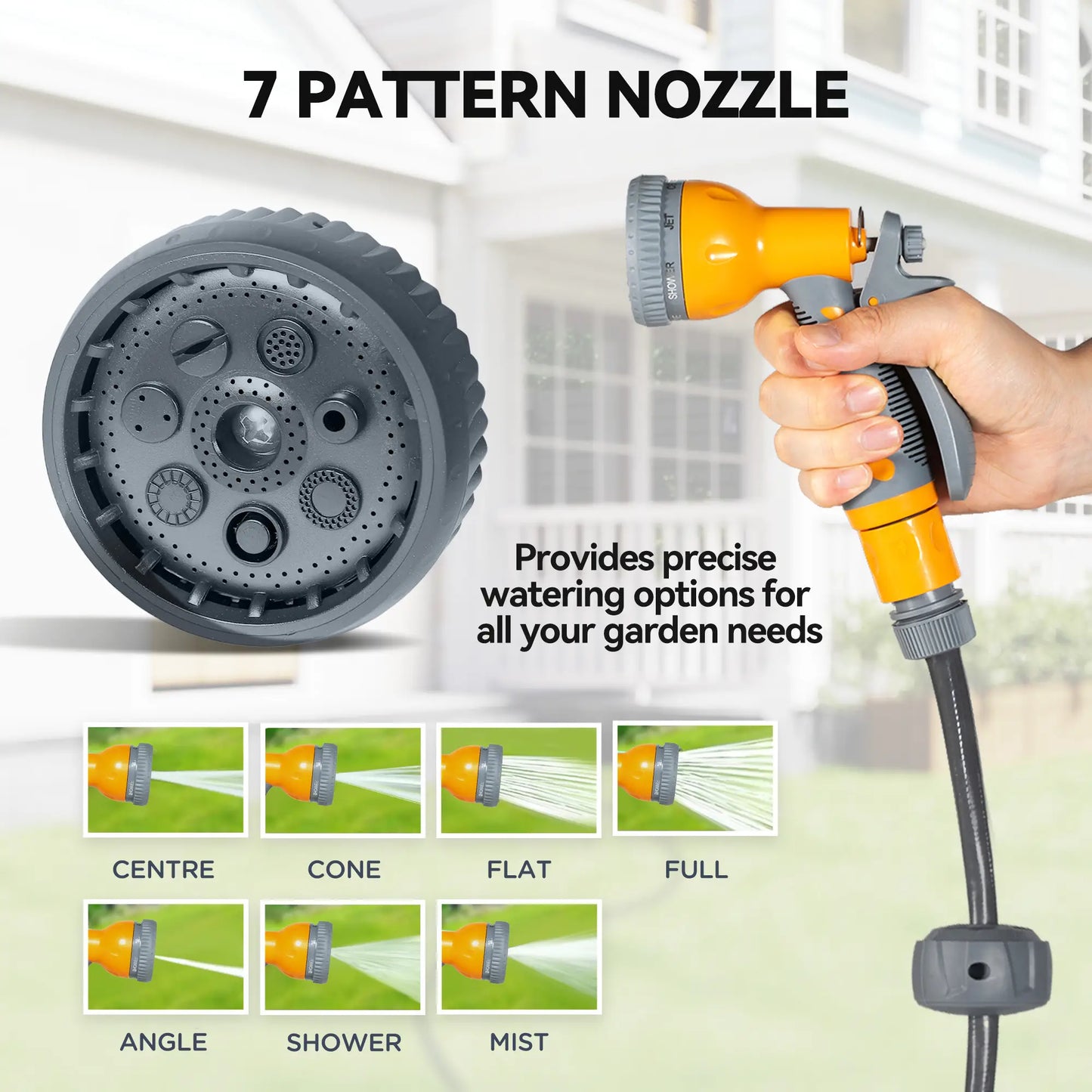 Outsunny Retractable Hose Reel Wall Mounted, 30+2m Garden Hose Pipe Reel with Lock, Auto Rewind, Orange