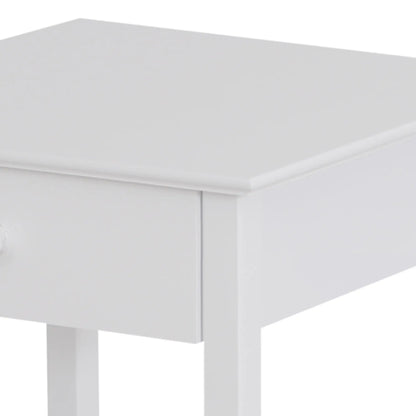 HOMCOM Wooden Side Table, Bedside Cabinet with Drawer and Storage Shelf for Bedroom, White
