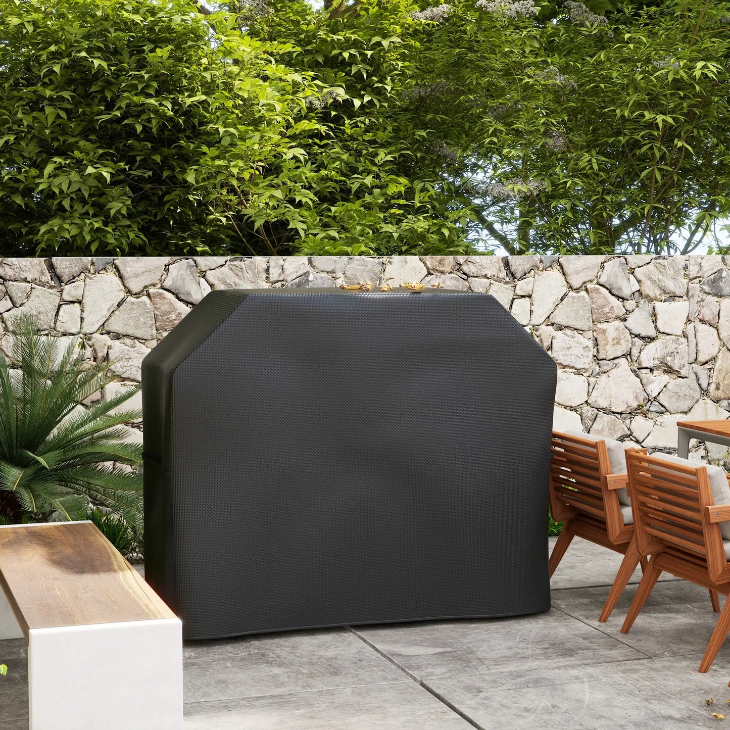 Outsunny 147 x 61cm Plastic Coated Protective Outdoor Barbecue BBQ Grill Cover - Black