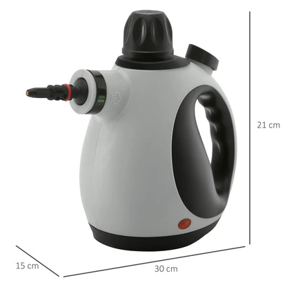 HOMCOM Handheld Steam Cleaner for Chemical Free Cleaning, Portable Multi-Purpose Steamer with 9 Pcs Accessory
