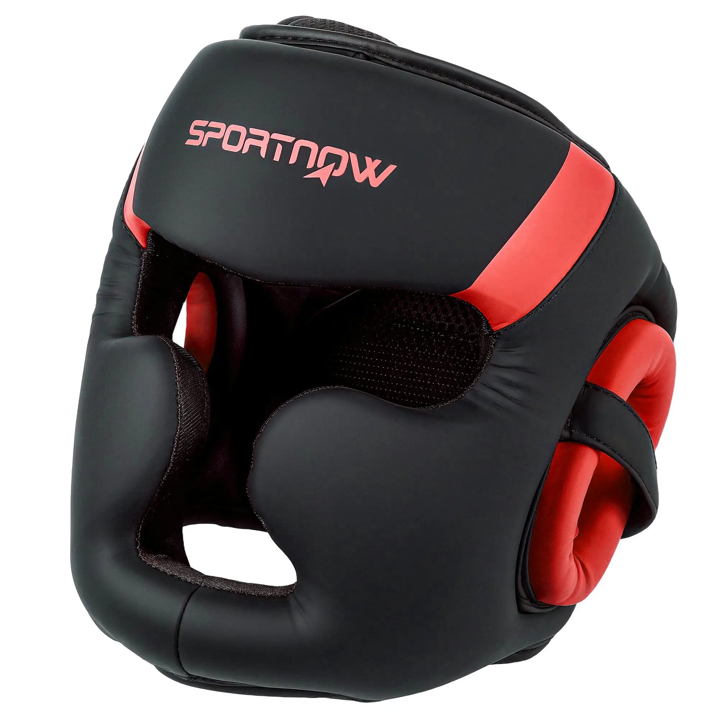 SPORTNOW Boxing Headguard, Headgear Helmet with Adjustable Strap for Full Face Protection for Kickboxing Sparring, Red
