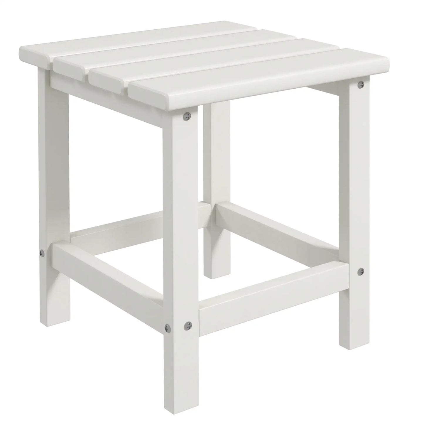 Outsunny Square Coffee Table, HDPE Tabletop and Frame for Porch, Garden, Side Table, White
