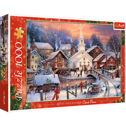 Jigsaw Puzzle Olde White Christmas Village Town Hope Runs Deep Xmas Gift - 1000 Piece