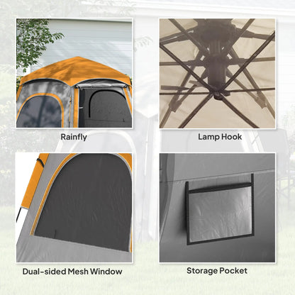 Outsunny Instant Pop Up Camping Tent, 3/4 Person Easy Setup Dome Family Tent with Rainfly Hexagonal Design, Waterproof & UV Protected, Light Grey
