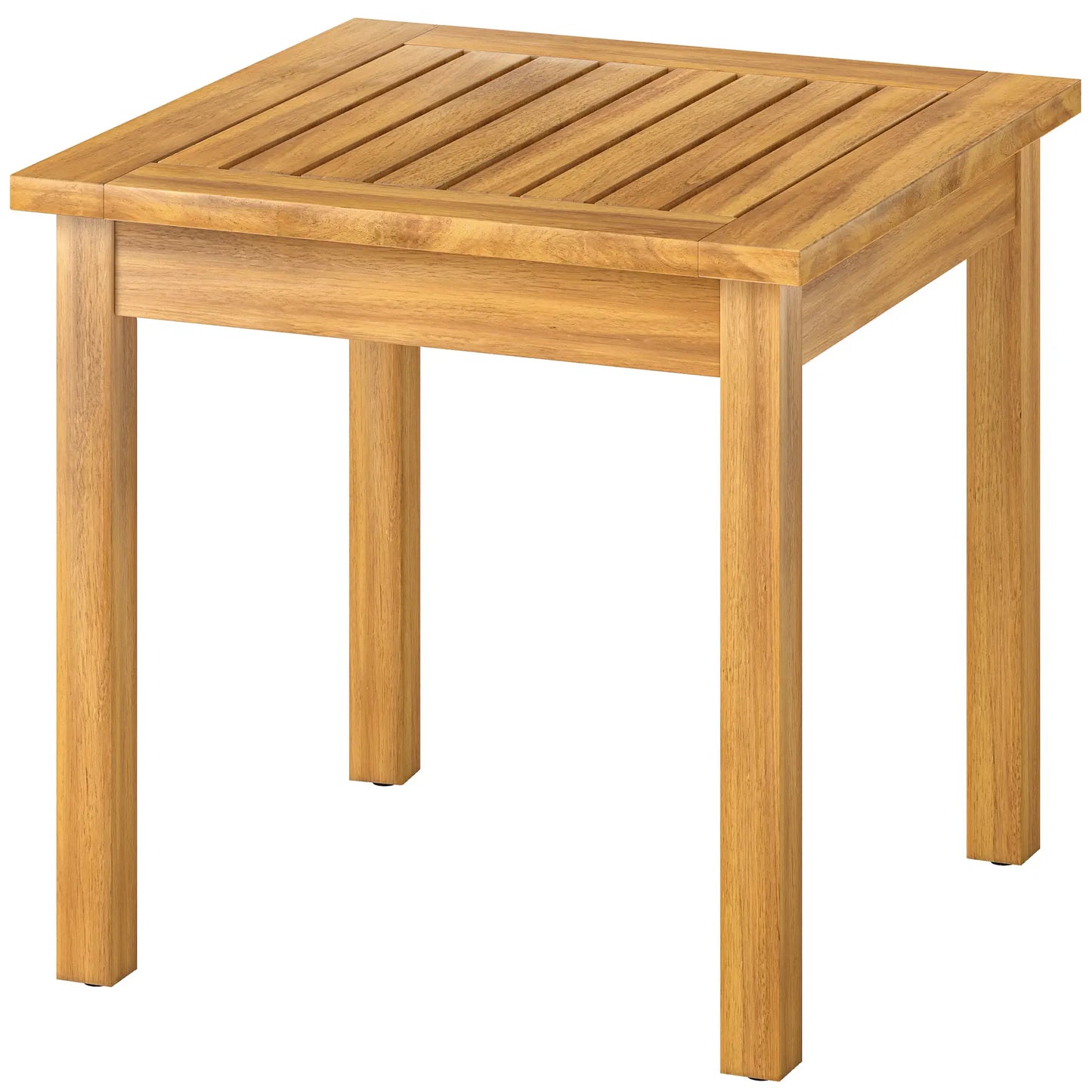 Outsunny Coffee Table Fully Assembled Patio Side Table Slatted Top Solid Acacia Wood, Natural Wood