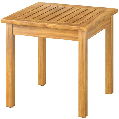 Outsunny Coffee Table Fully Assembled Patio Side Table Slatted Top Solid Acacia Wood, Natural Wood