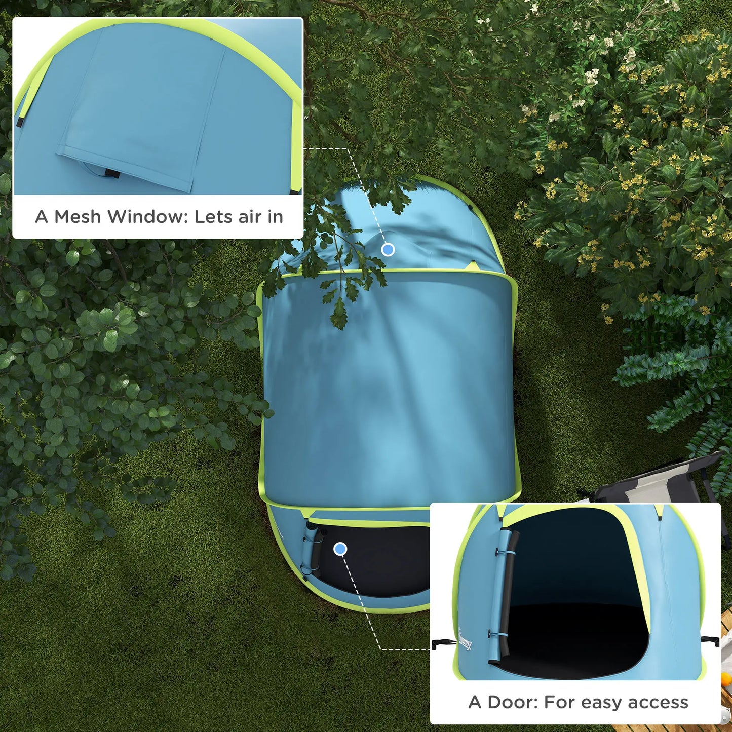 Outsunny Two-Man Pop-Up Camping Dome Tent with Accessories - Blue