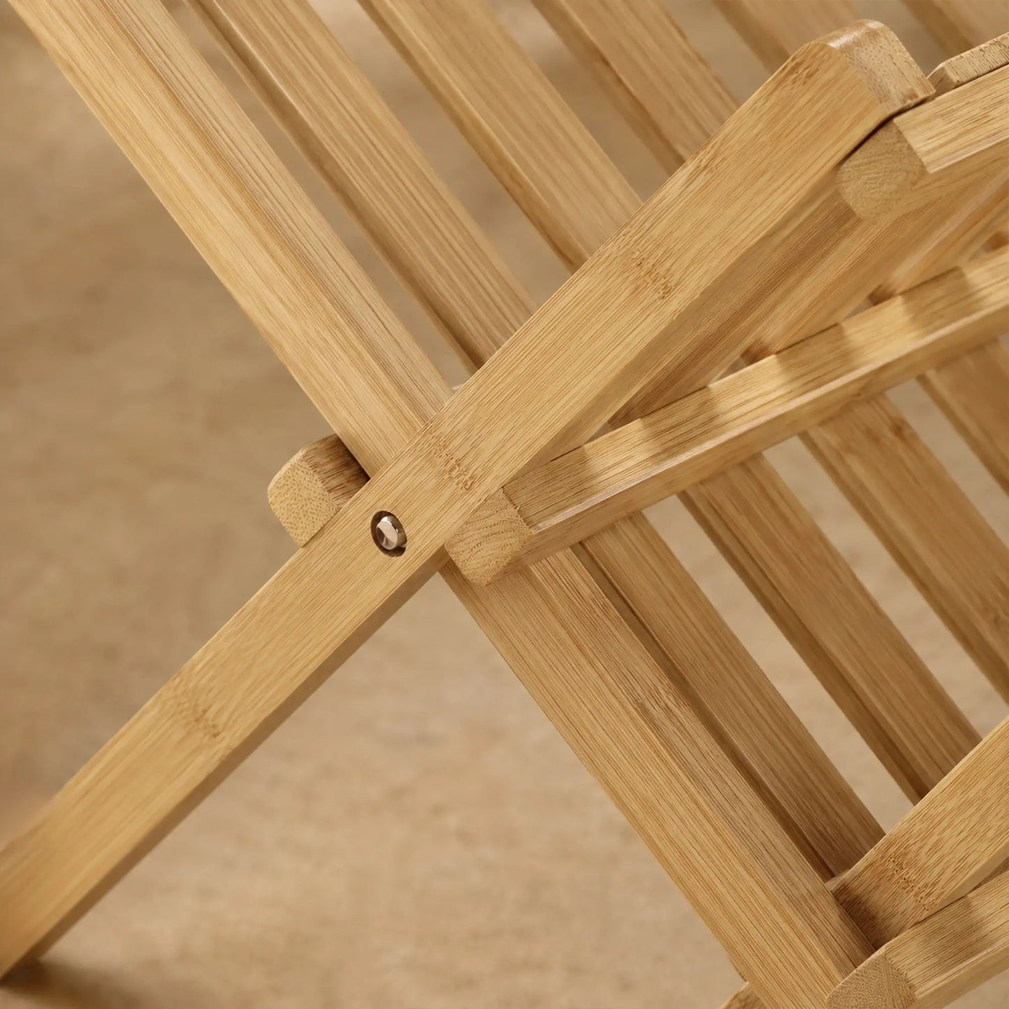 HOMCOM 2-Tier Foldable Kitchen Storage Rack with Slatted Draining Shelves, Natural Wood Finish