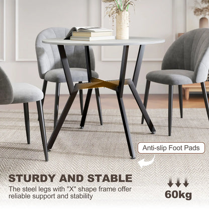 HOMCOM Round Kitchen Dining Table with Anti-Slip Foot Pads for Living Room, Dining Room, Grey