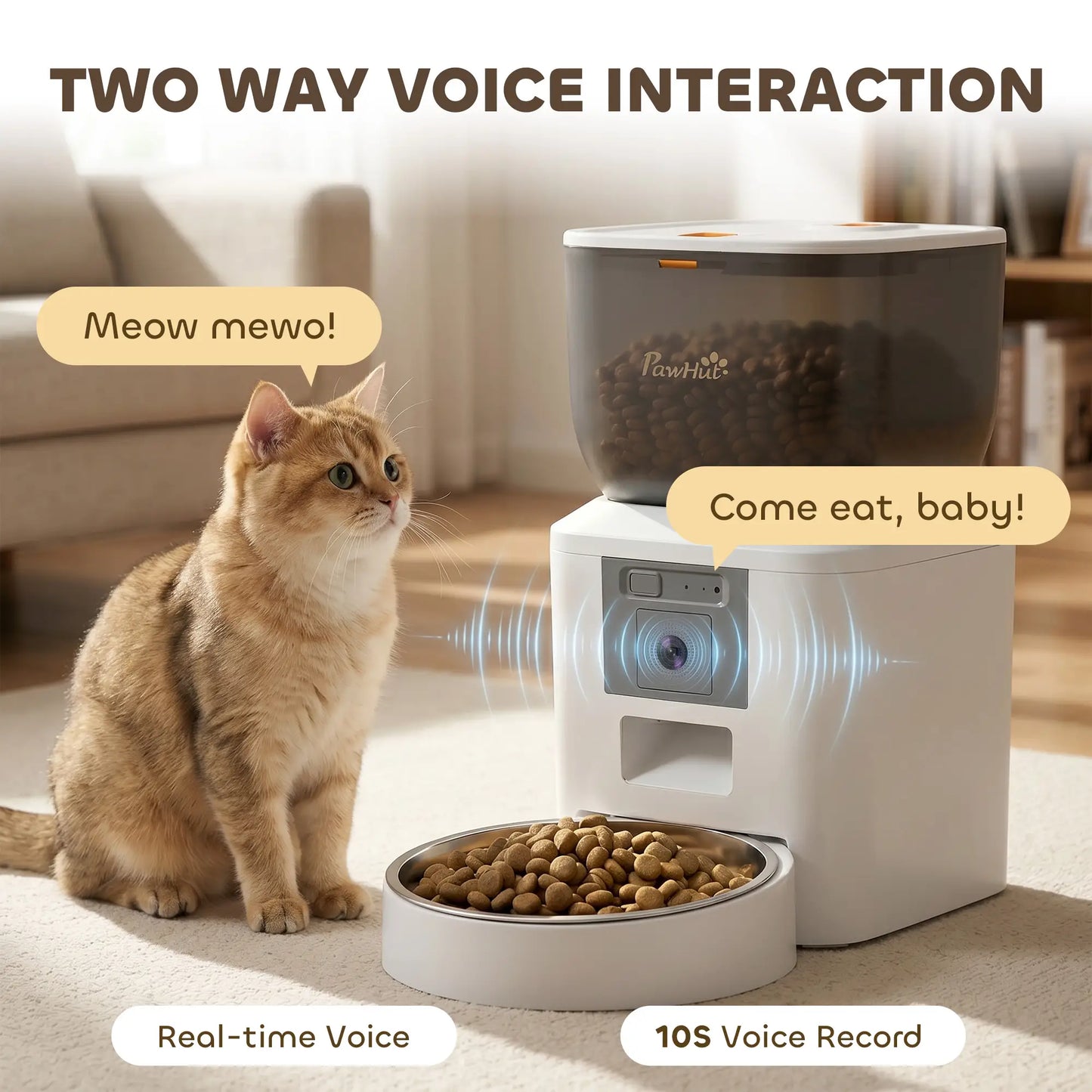 PawHut Automatic Cat Feeder with Camera, 2.4G WiFi, APP Control 4L Pet Feeder 1-10 Meals