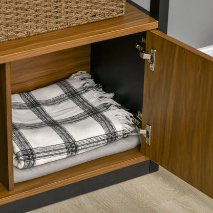 HOMCOM Modern 4-Tier Bookshelf, Freestanding Bookcase with Storage Shelving and Closed Cabinet, for Home Office, Walnut Brown