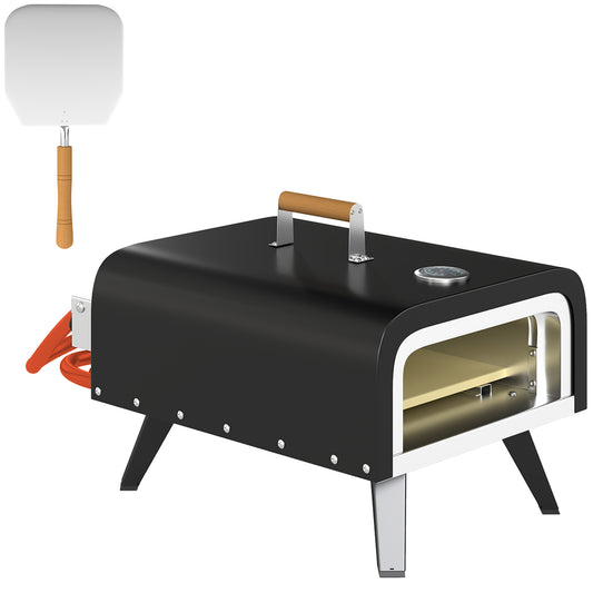 Outsunny Gas Powered 12" Pizza Oven Barbecue Charcoal Grills - Black