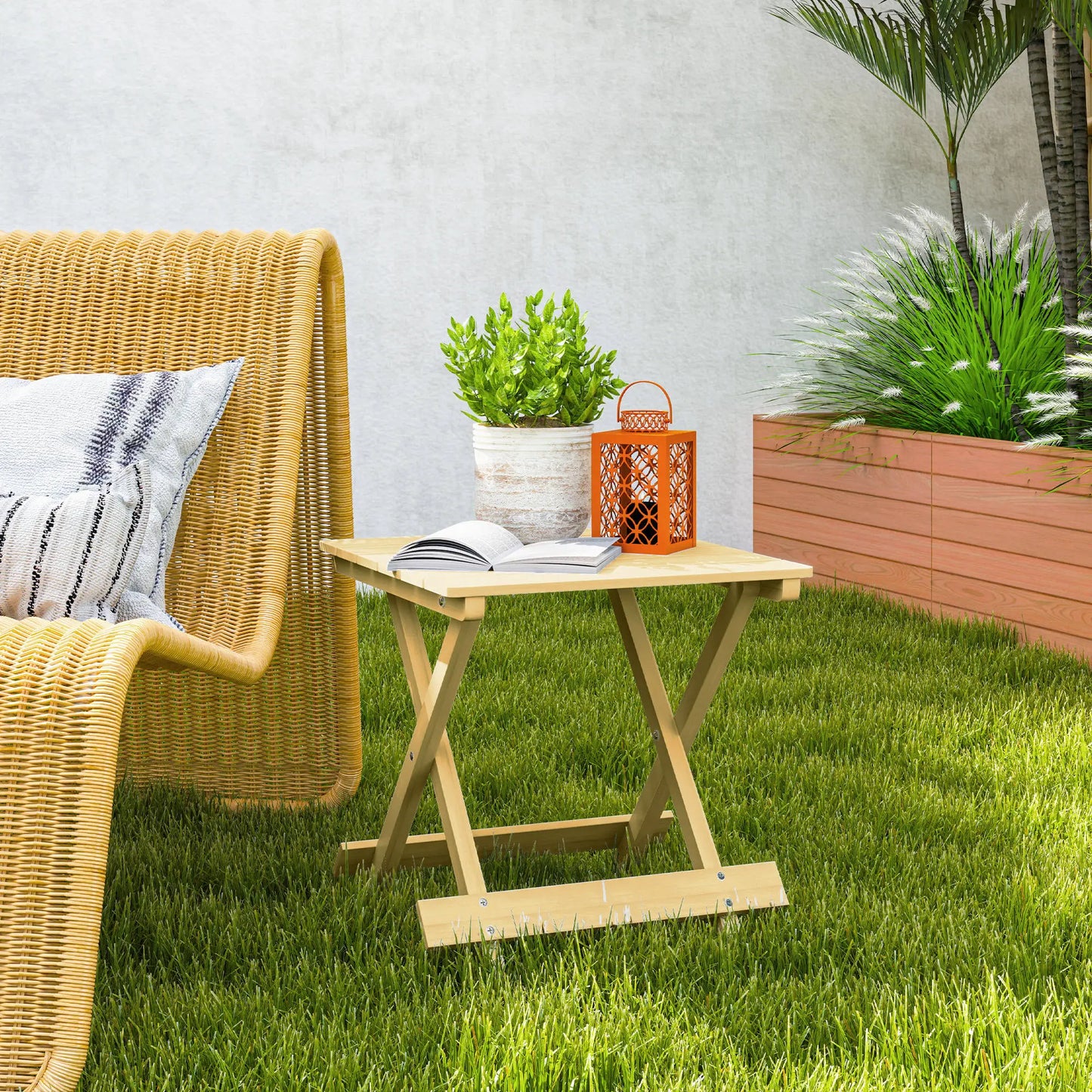 Outsunny Garden Furniture Wooden Foldable Outdoor Coffee Table