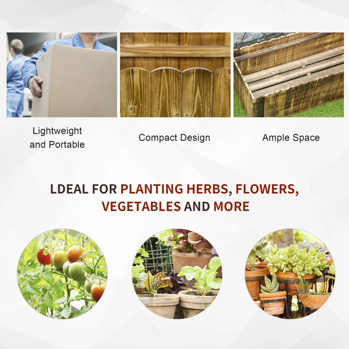 Outsunny 172L Raised Garden Bed, Wooden Rectangle Planter Box, Outdoor Herb Vegetable Flower Pot