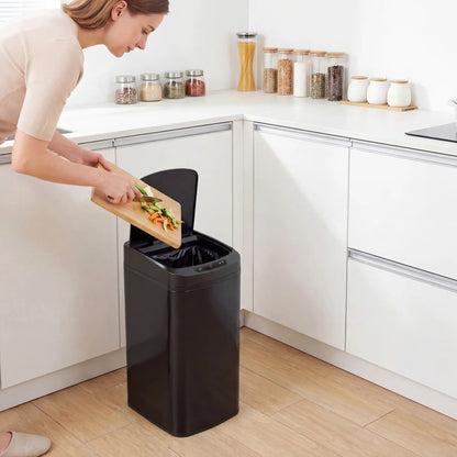 HOMCOM 12L Motion Sensor Bin, Automatic Touchless Kitchen Bin with Fingerprint Resistant Stainless Steel, Black