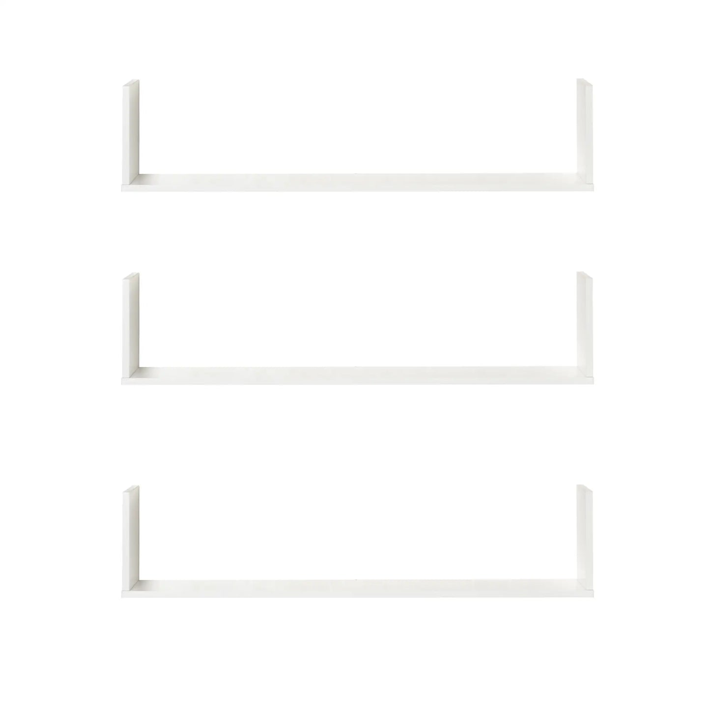 HOMCOM Set of 3 Wooden U-Shaped Floating Shelves Set, Wall Mounted Hanging Bookshelf, White