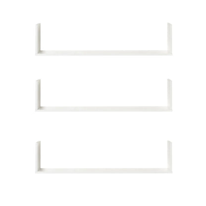 HOMCOM Set of 3 Wooden U-Shaped Floating Shelves Set, Wall Mounted Hanging Bookshelf, White
