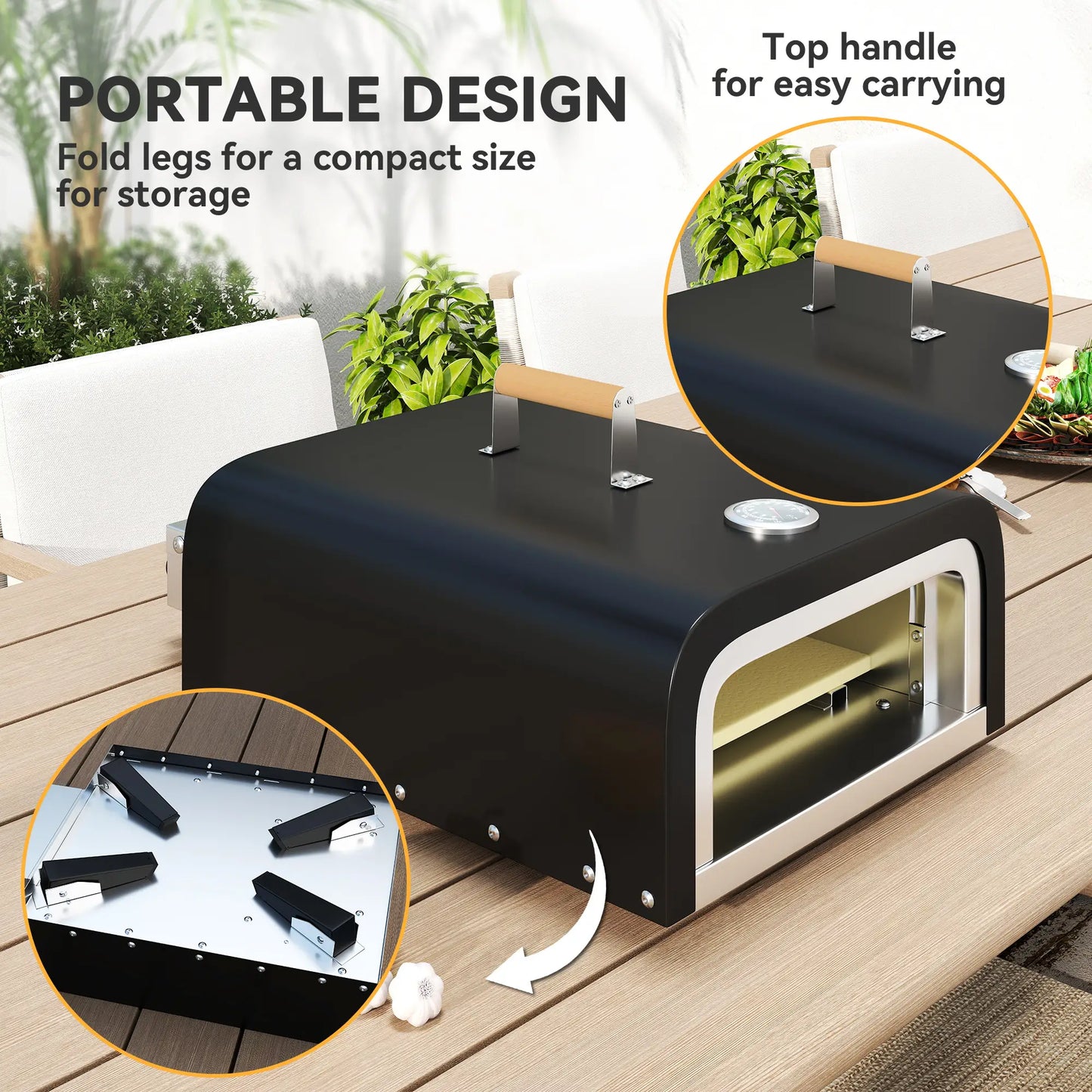 Outsunny Gas Powered 12" Pizza Oven Barbecue Charcoal Grills - Black