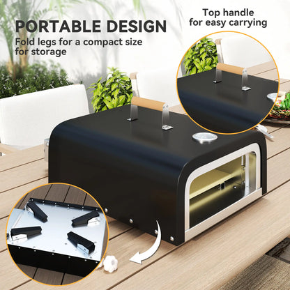Outsunny Gas Powered 12" Pizza Oven Barbecue Charcoal Grills - Black
