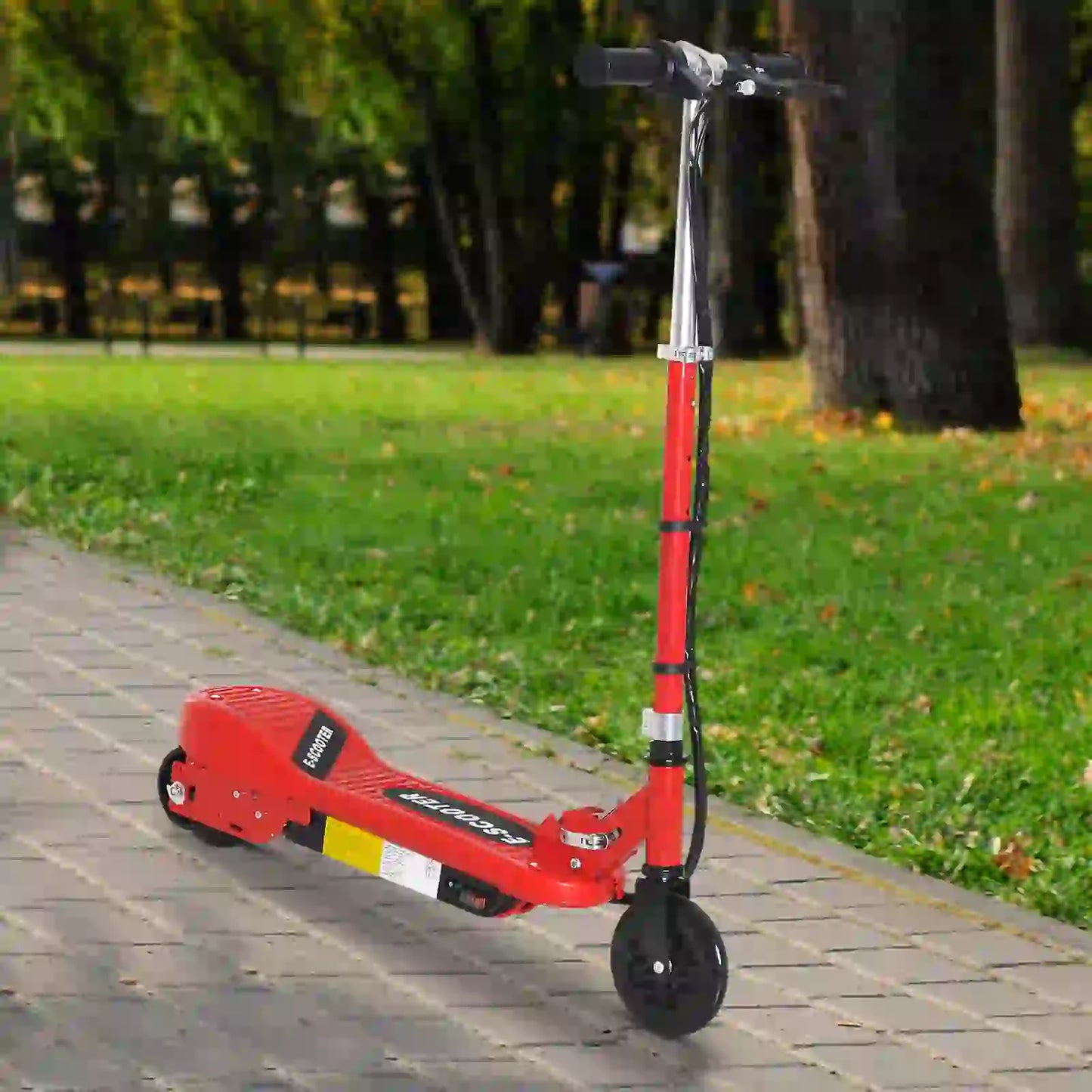 HOMCOM Folding Electric Kids Scooter Ride on Age 7-14, Red/Black