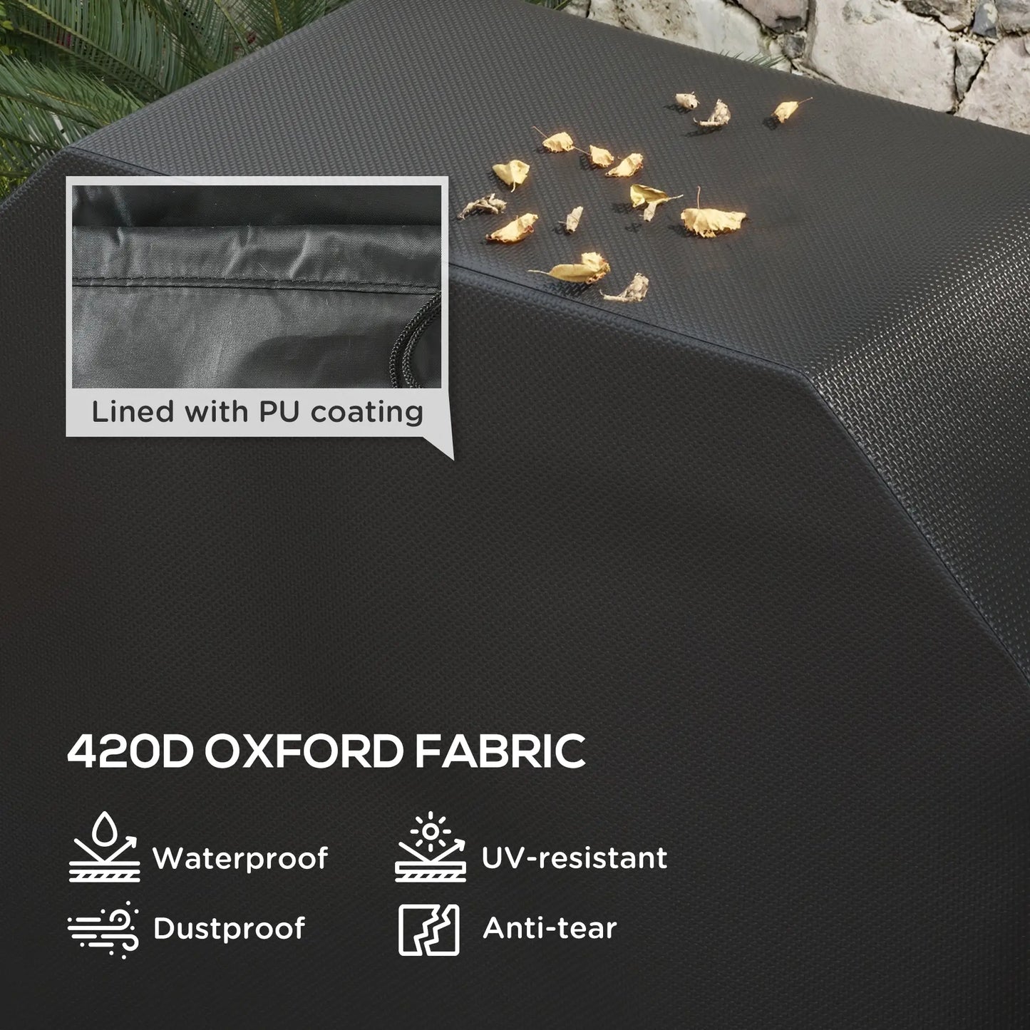 Outsunny 147 x 61cm Plastic Coated Protective Outdoor Barbecue BBQ Grill Cover - Black
