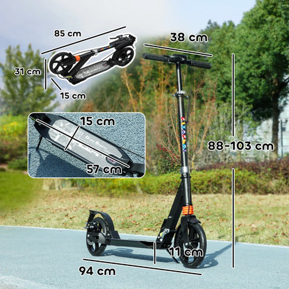 AIYAPLAY Kids Scooter with Four-Level Adjustable Handlebar, Dual Brake System, 200mm Wheels, Black