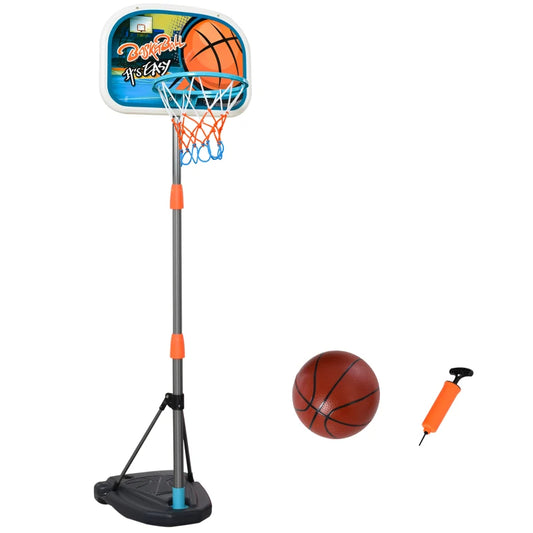 HOMCOM Kids Basketball Hoop and Stand Portable Basketball Stand Set w/ Ball Pump Netting Backboard Adjustable Height