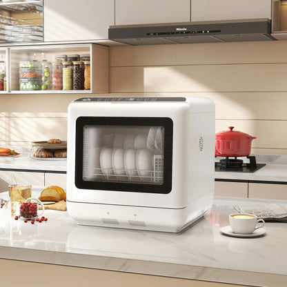 HOMCOM Modern 6L Five-Mode Tabletop Dishwasher - White