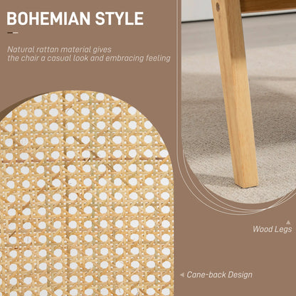 HOMCOM Wooden Rattan Armchair Weave Panel Accent Chair - Natural Finish