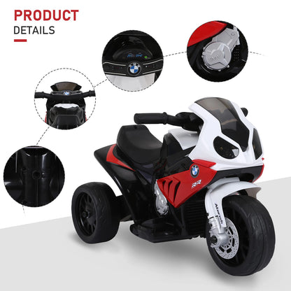 HOMCOM Electric Motorbike for Kids Ride On BMW Motorbike w/ Headlights and Music, 6V - Red