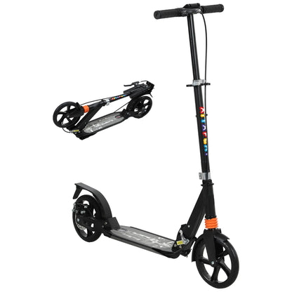 AIYAPLAY Kids Scooter with Four-Level Adjustable Handlebar, Dual Brake System, 200mm Wheels, Black