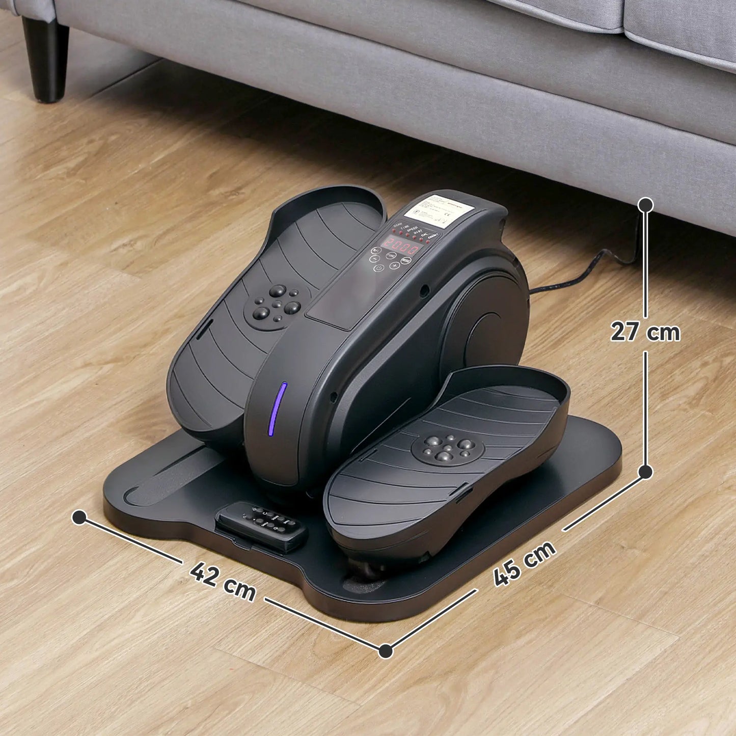 SPORTNOW Under Desk Electric Elliptical Machine, Seated Pedal Exerciser with LCD Monitor, Remote Control and 10 Adjustable Speed, Black