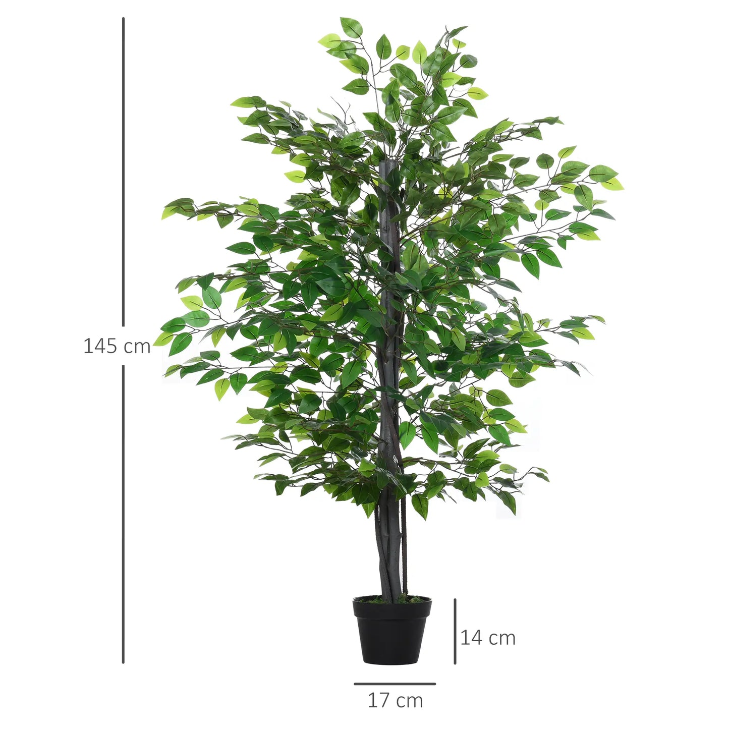 Outsunny Artificial Banyan Tree in Pot, Fake Plant for Home Indoor Decor, 90cm