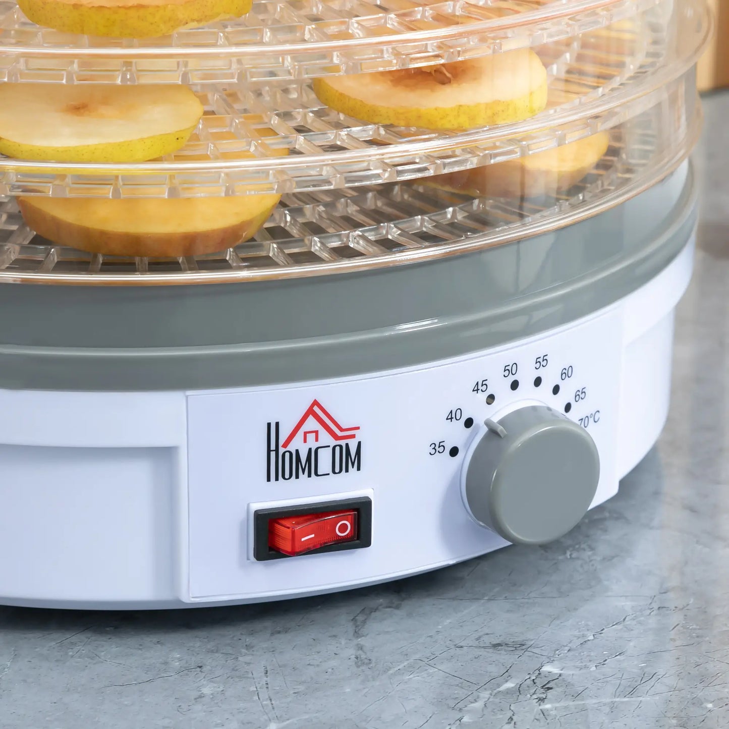 HOMCOM 5 Tier Food Dehydrator, 245W Food Dryer Machine with Adjustable Temperature for Drying Fruit, Meat, Vegetable, White