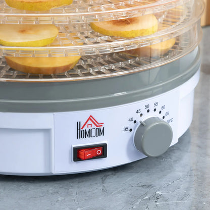 HOMCOM 5 Tier Food Dehydrator, 245W Food Dryer Machine with Adjustable Temperature for Drying Fruit, Meat, Vegetable, White