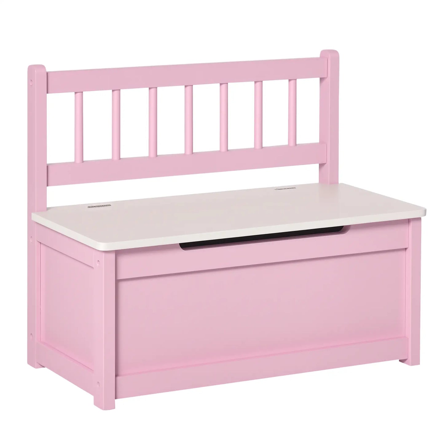 HOMCOM 2 In 1 Kids Wooden Toy Box, Seat Storage Bench, Chest Cabinet Organiser with Safety Pneumatic Rod, Pink