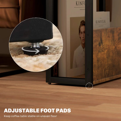 HOMCOM Industrial-Style Side Table, Wood-Effect Bedside Table with Metal Frame - Black/Brown