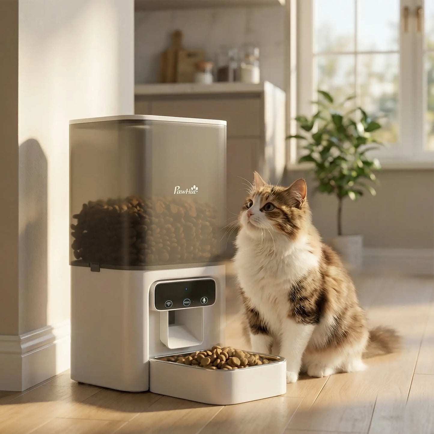 PawHut Automatic Cat Feeder, 4.5L WiFi Cat Food Dispenser with Timer, Programmable 1-10 Meals, Auto Pet Feeder