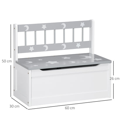 ZONEKIZ 2 In 1 Kids Storage Bench, Toy Box with Safety Rod - Grey