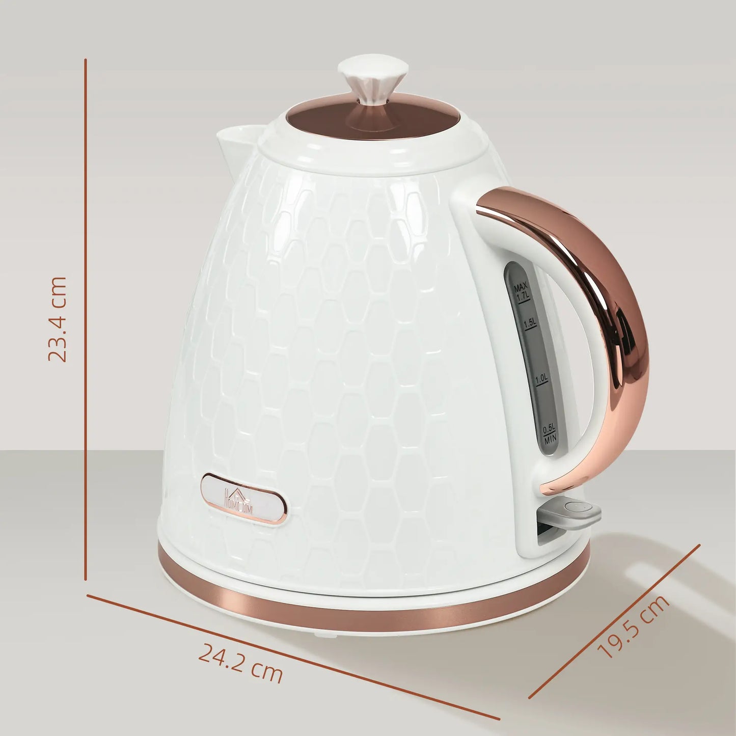 HOMCOM 3kW Rapid Boil Honeycomb Electric Kettle, 1.7L - Cream