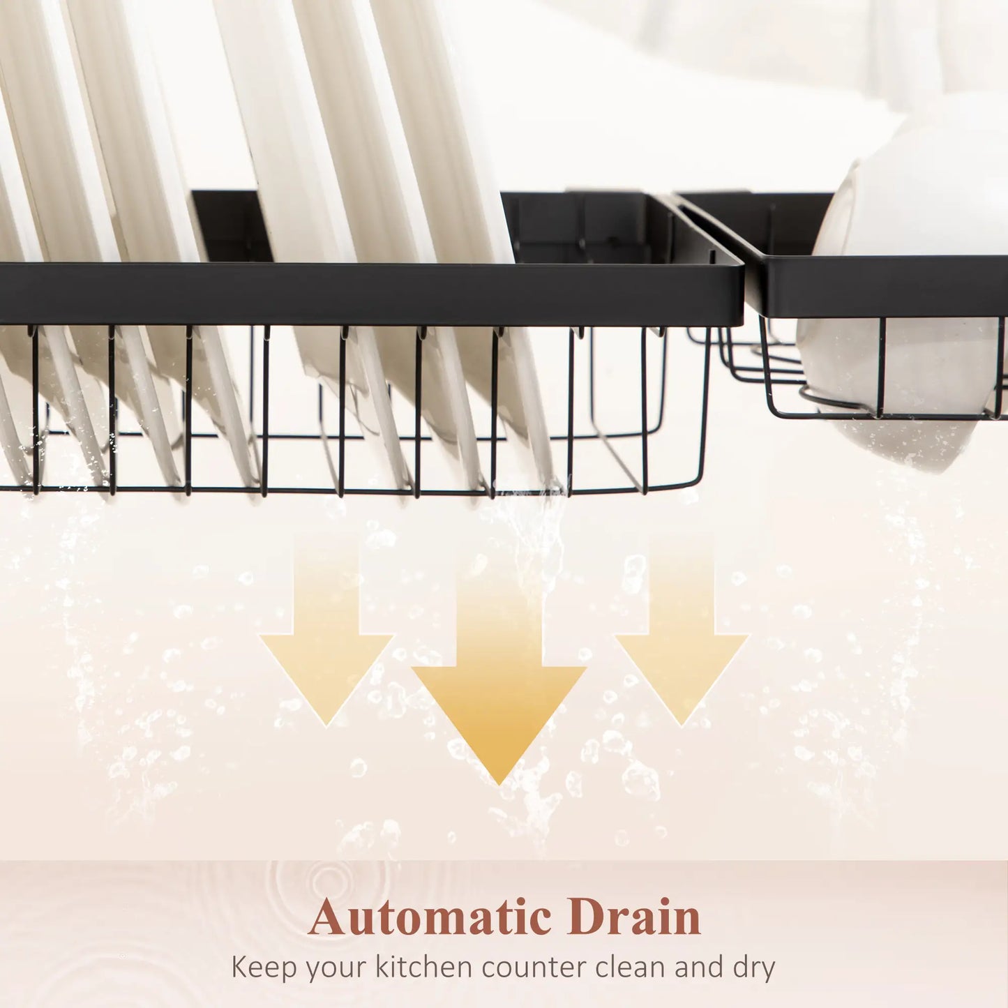 HOMCOM 93cm Kitchen Modular Over-Sink Drying Rack Dish Drainer, Rust-Proof