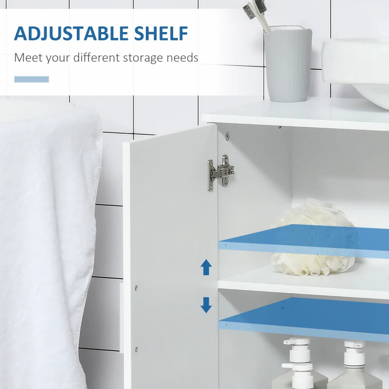 Minimalist bathroom cabinet with metallic handles