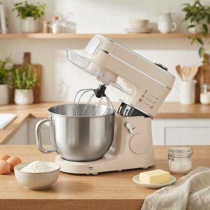 HOMCOM Stand Mixer, 6L Tilt-Head Food Mixer with 11 Speeds, Pulse & Fermentation Function, LED Display, Cream