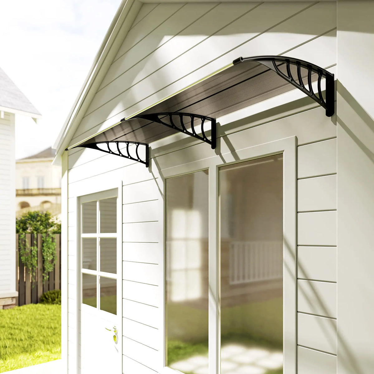 Outsunny Front Door Canopy, Outdoor Awning, Rain Shelter, 200 x 96cm, Brown