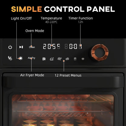 HOMCOM Air Fryer Oven, 13L Mini Oven, Multifunction Countertop Convection Oven w/ 12 Presets 1500W