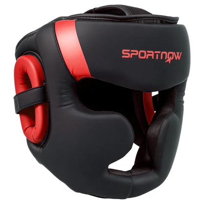 SPORTNOW Boxing Headguard, Headgear Helmet with Adjustable Strap for Full Face Protection for Kickboxing Sparring, Red