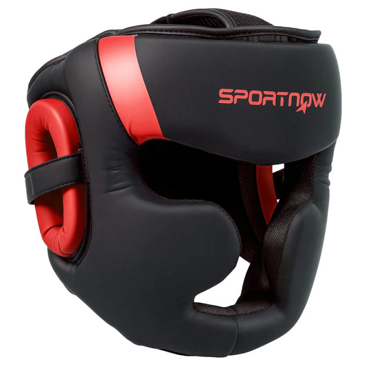 SPORTNOW Boxing Headguard, Boxing Headgear Helmet with Adjustable Strap for Full Face Protection for Kickboxing Sparring, Red