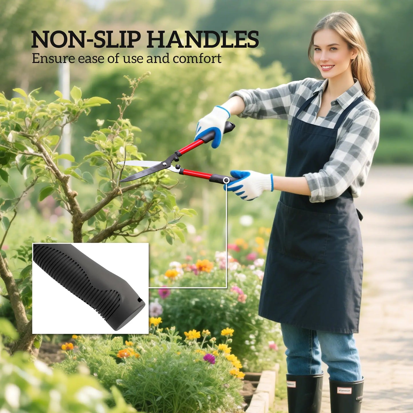 Outsunny 3 Pcs Garden Shears Set with Hedge Shears, Lopper, Garden Secateurs, Lightweight and Compact, Tree Shrub Care Kit
