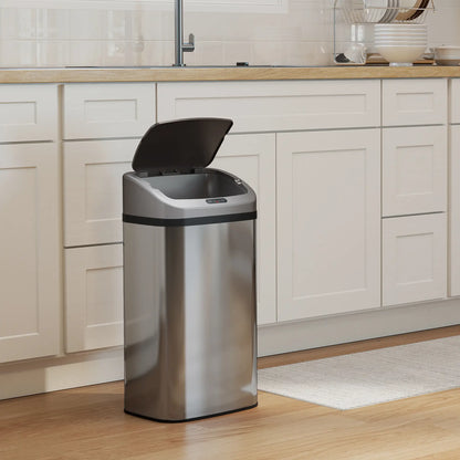 HOMCOM 48L Stainless Steel Kitchen Rubbish Sensor Bin - Silver-Tone