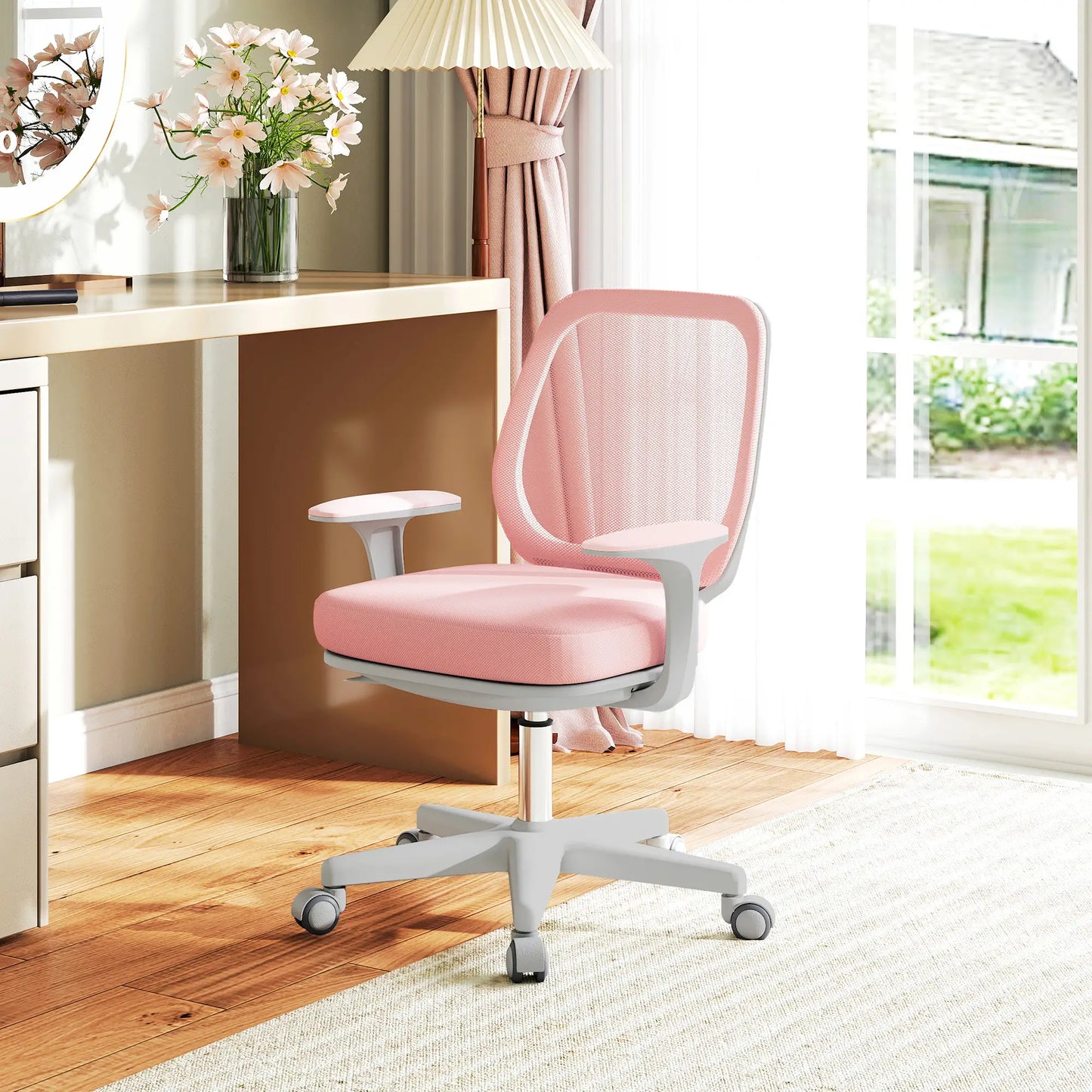 Vinsetto 44-56cm Mesh Back Office Chair with Adjustable Height - Pink